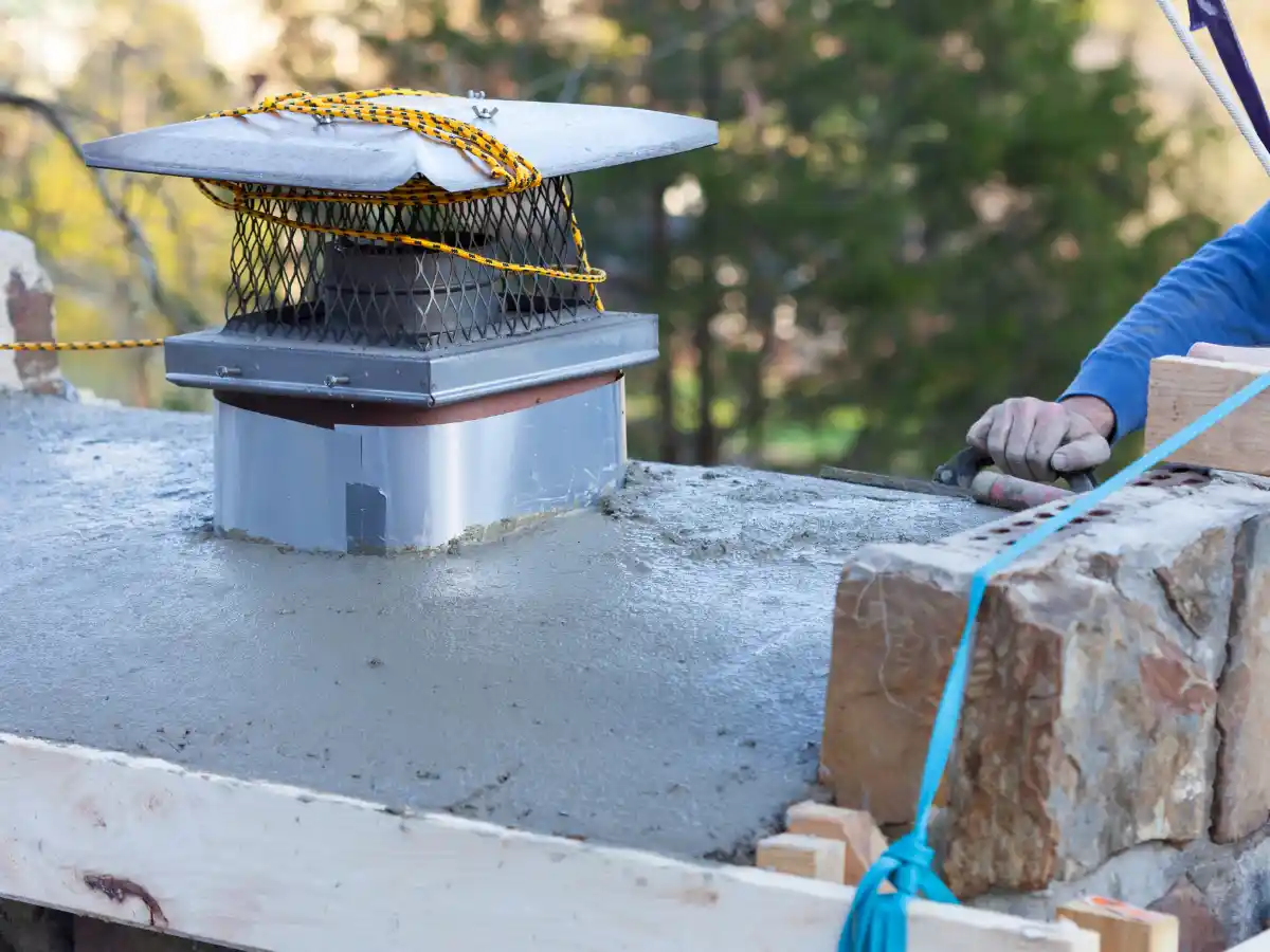 Metal chimney cap with mesh screen