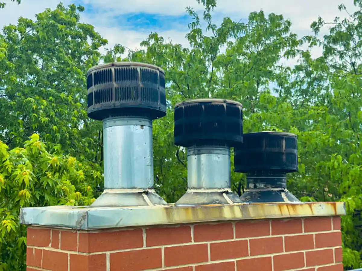 Metal chimney cap with mesh screen