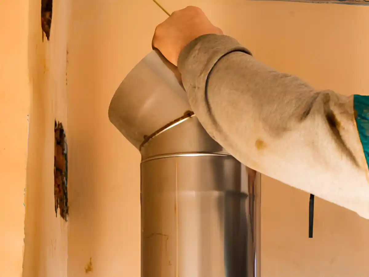 Stainless flue liner going into a chimney