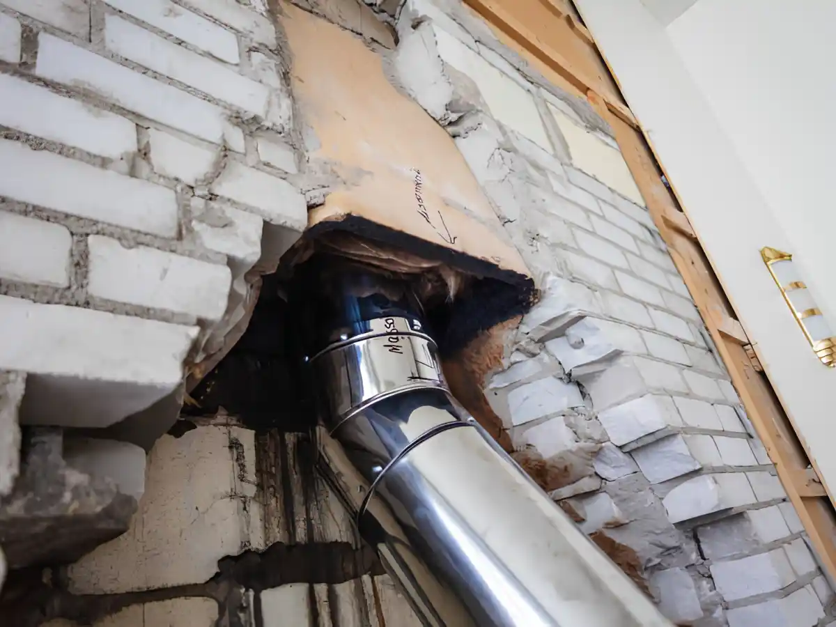 Metal liner run above the roofline